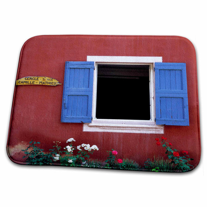 Dish Drying Mat - France, Roussillon. Blue shutters - EU09 RER0100 - Ric Ergenbright Homes