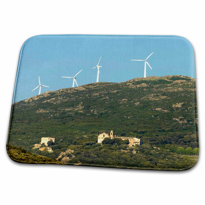 Dish Drying Mat - France, Corsica, Maccinagio, Energy, Wind turbines - EU09 TDR0031 - Trish Drury Energy