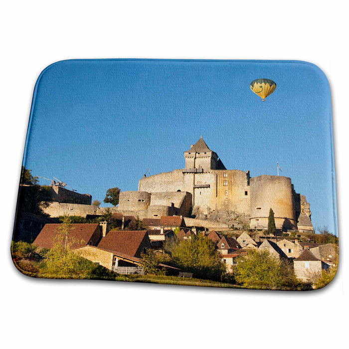 Dish Drying Mat - France, Chateau de Castelnaud, hot air balloon - EU09 WBI3209 - Walter Bibikow Hot Air Balloons