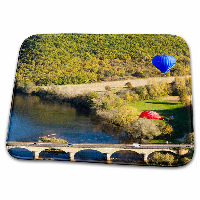 Dish Drying Mat - France, Chateau de Castelnaud, hot air balloon - EU09 WBI3214 - Walter Bibikow Hot Air Balloons