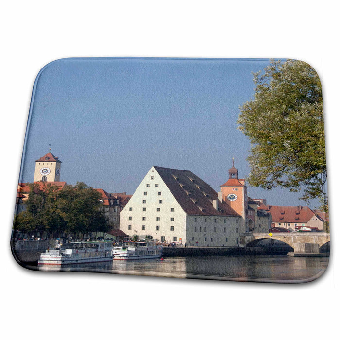 Dish Drying Mat - Germany, Regensburg, Danube River Salt House - EU10 CMI0456 - Cindy Miller Hopkins Rivers