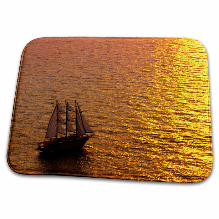 Dish Drying Mat - Big masked sailboat, Oia, Santorini, Greece - EU12 BBA0391 - Bill Bachmann Sailing