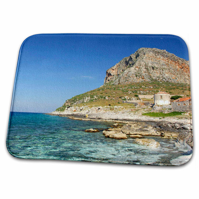 Dish Drying Mat - Greece, Peloponnese, Rock of Monemvasia - EU12 CMI0385 - Cindy Miller Hopkins Greek Islands