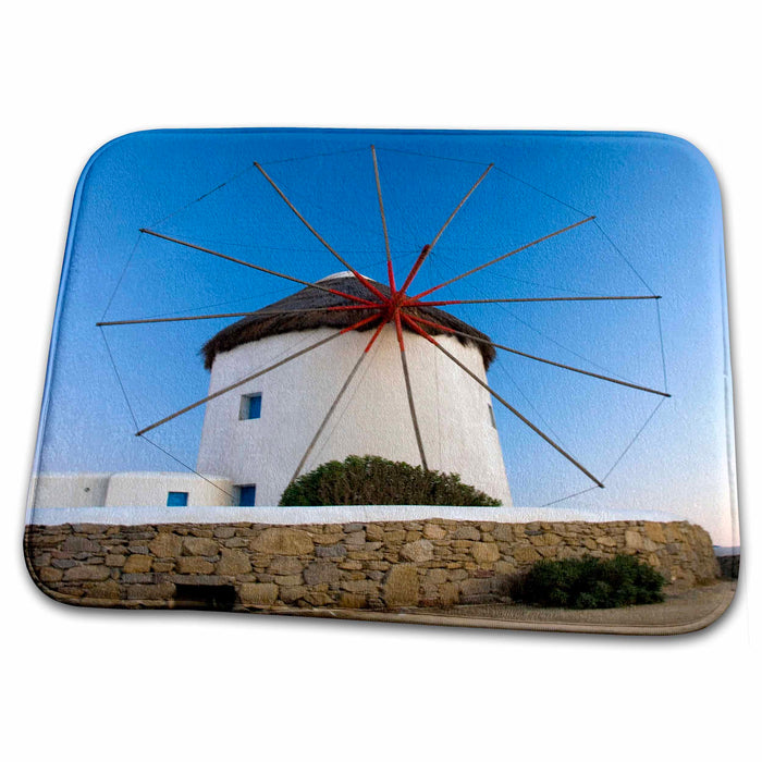 Dish Drying Mat - Greece, Mykonos, Hora, windmills - EU12 DGU0071 - Darrell Gulin Windmills