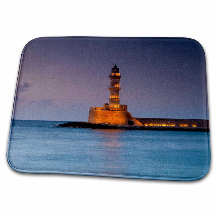 Dish Drying Mat - Greece, Crete, Chania, Harbor, Venetian Lighthouse - EU12 DGU0263 - Darrell Gulin Lighthouses