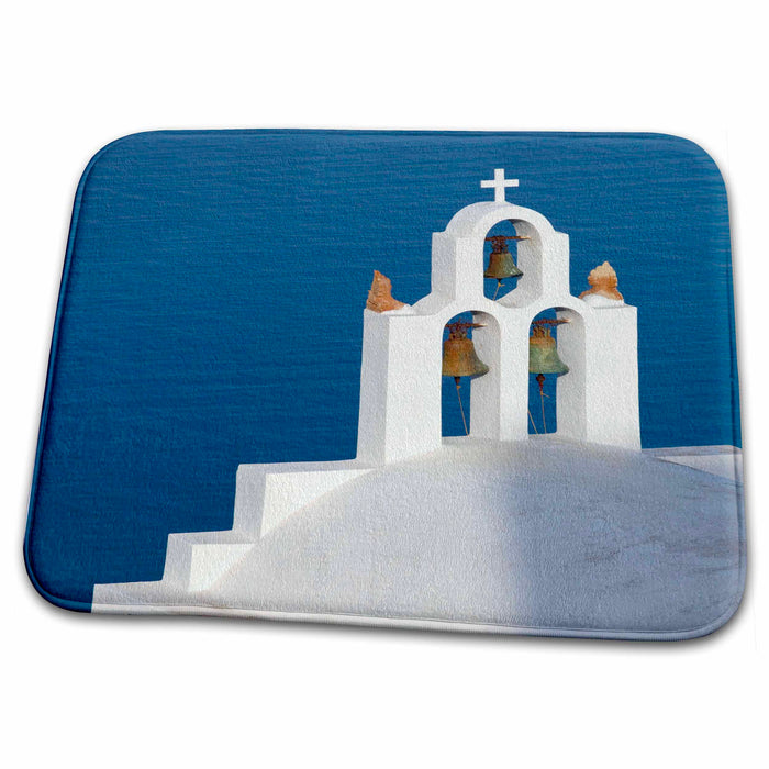 Dish Drying Mat - Greece, Santorini, Imerovigli, Church bell tower - EU12 DGU0284 - Darrell Gulin Churches