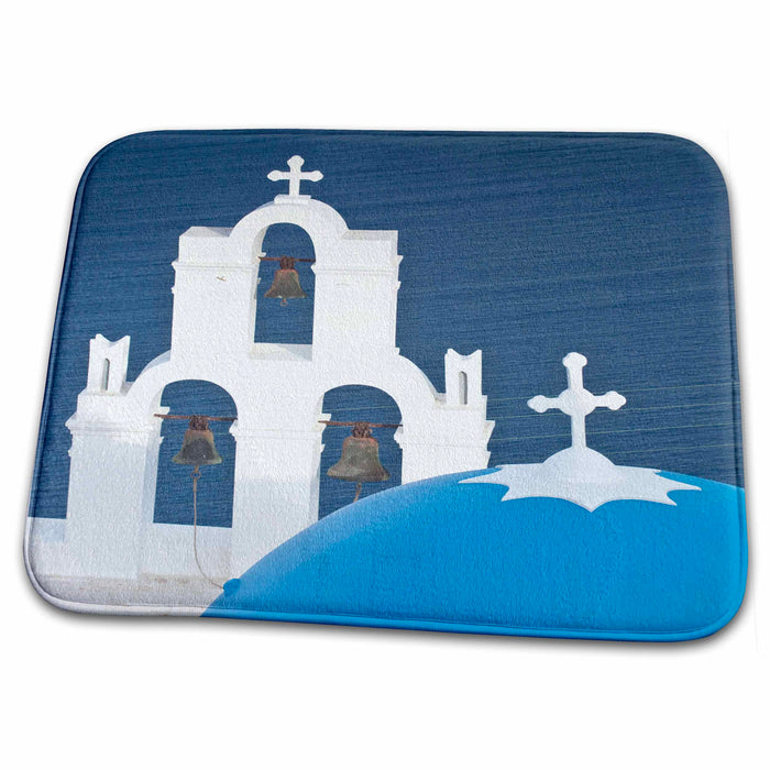 Dish Drying Mat - Greece, Santorini, Firostefani, Bell tower, Domes - EU12 DGU0289 - Darrell Gulin Churches