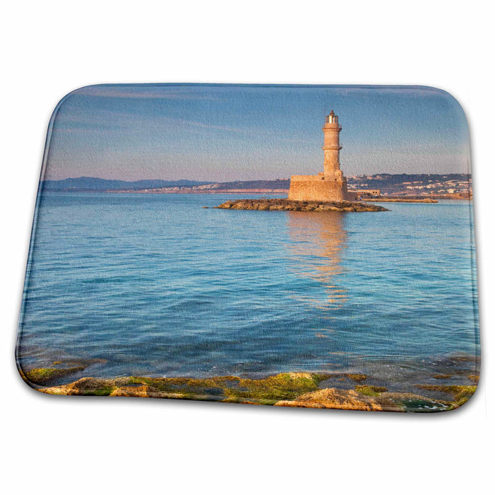 Dish Drying Mat - Greece, Crete, Chania, Harbor, Venetian Lighthouse - EU12 DGU0320 - Darrell Gulin Lighthouses