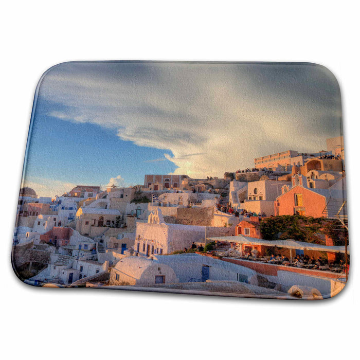 Dish Drying Mat - Greece, Santorini, Oia, colorful buildings - EU12 DGU0366 - Darrell Gulin Greek Islands