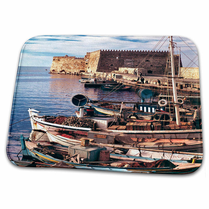 Dish Drying Mat - Greece, Crete, Fishing boats, Rossa al Mare - EU12 RER0000 - Ric Ergenbright Fishing Boats