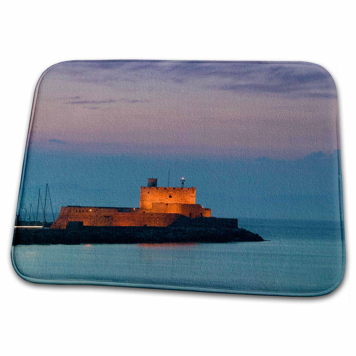 Dish Drying Mat - GREECE RHODES, Mandraki, Agios Nikolaos Lighthouse - EU12 WBI1165 - Walter Bibikow Lighthouses