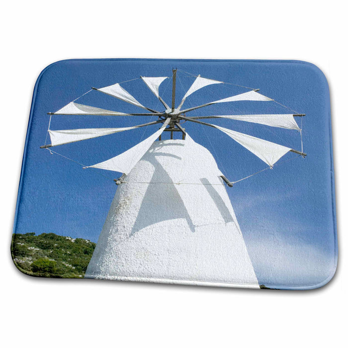 Dish Drying Mat - GREECE, CRETE, Iraklio, Ano Kera, Cretan Windmill - EU12 WBI1395 - Walter Bibikow Windmills