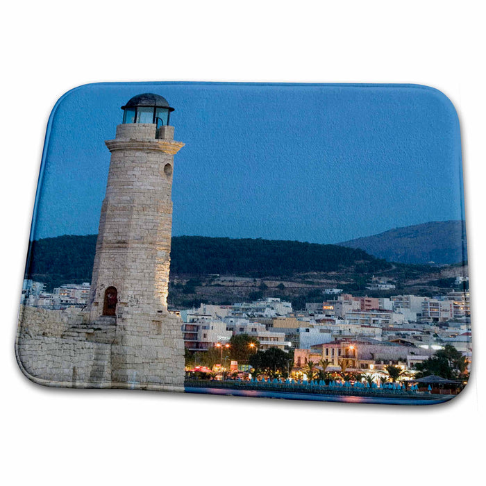 Dish Drying Mat - GREECE, CRETE, Rethymno Venetian Harbor Lighthouse - EU12 WBI1618 - Walter Bibikow Lighthouses