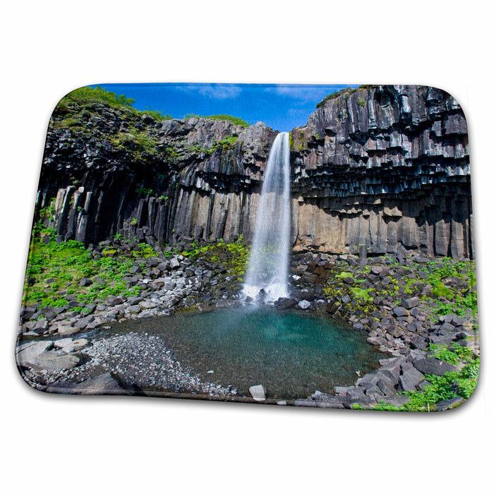 Dish Drying Mat - Iceland, Svartifoss waterfall basaltic columns - EU14 RBE0255 - Ralph H. Bendjebar Waterfalls