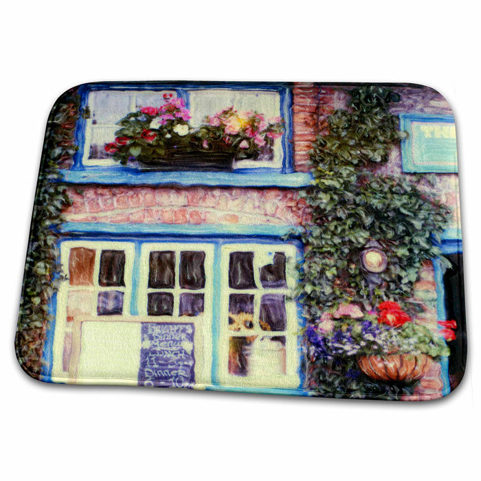 Dish Drying Mat - Ireland, Adare, Blue Door, Polaroid Manipulation - EU15 JLO0002 - Joan Loeken Doorways