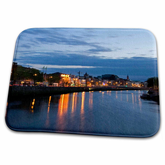 Dish Drying Mat - Dublin, Ireland. Evening along the River Liffey - EU15 MWR0036 - Micah Wright Ireland