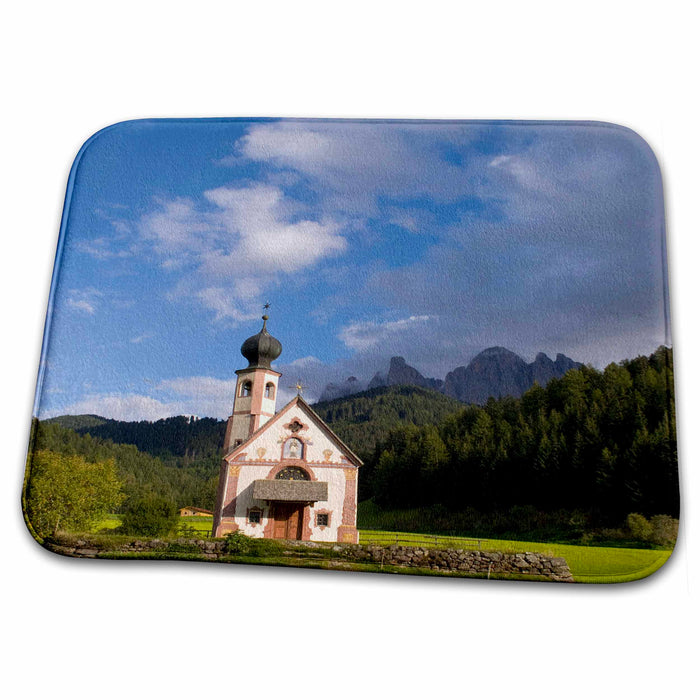 Dish Drying Mat - Rainui church, Dolomites, Val Di Funes, Italy - EU16 BBA0164 - Bill Bachmann Churches