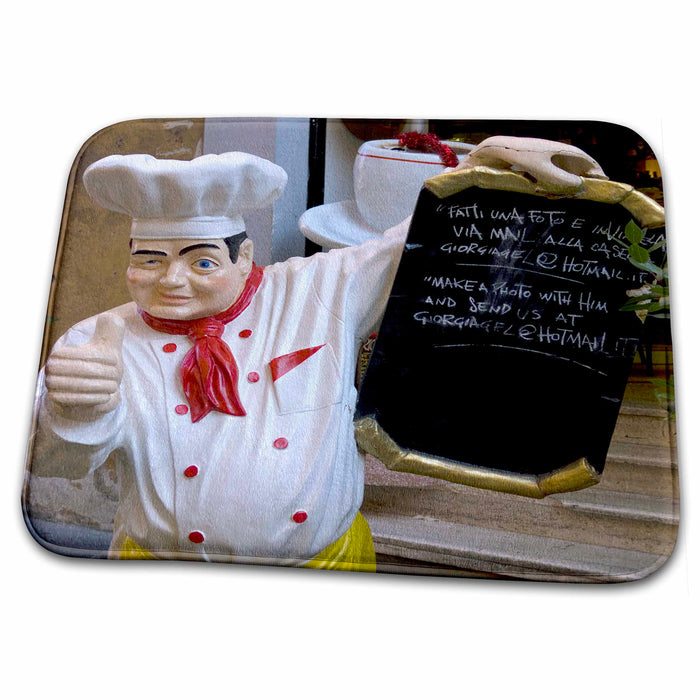 Dish Drying Mat - Restaurant statue of chef in Rome Italy - EU16 BBA0201 - Bill Bachmann Rome