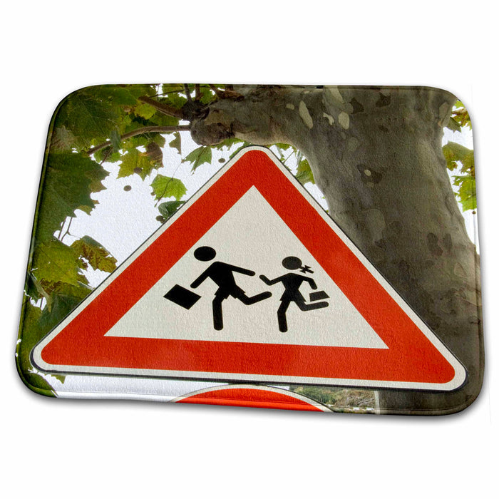 Dish Drying Mat - Italy, Positano. School crossing sign - EU16 BJA0331 - Jaynes Gallery Signs