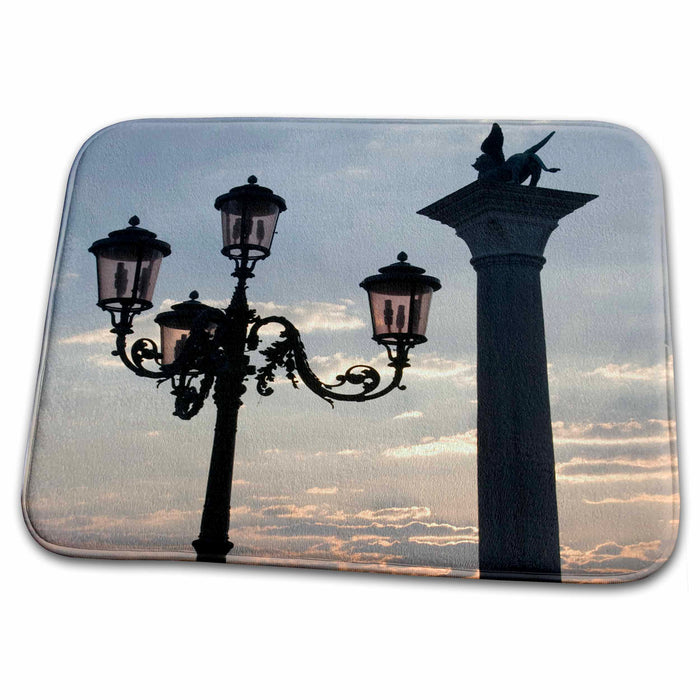 Dish Drying Mat - Italy, Venice, St. Mark, column and lamp, sunrise - EU16 BJA0416 - Jaynes Gallery Venice