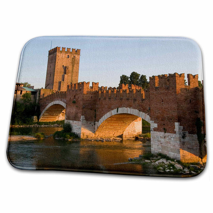 Dish Drying Mat - Adige River, Bridge, Ponte Scaligero, Venetia, Italy - EU16 DBN0131 - David Barnes Bridges