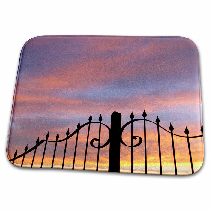 Dish Drying Mat - Ironwork gate at sunset, Italy - EU16 MME0221 - Michele Molinari Italy