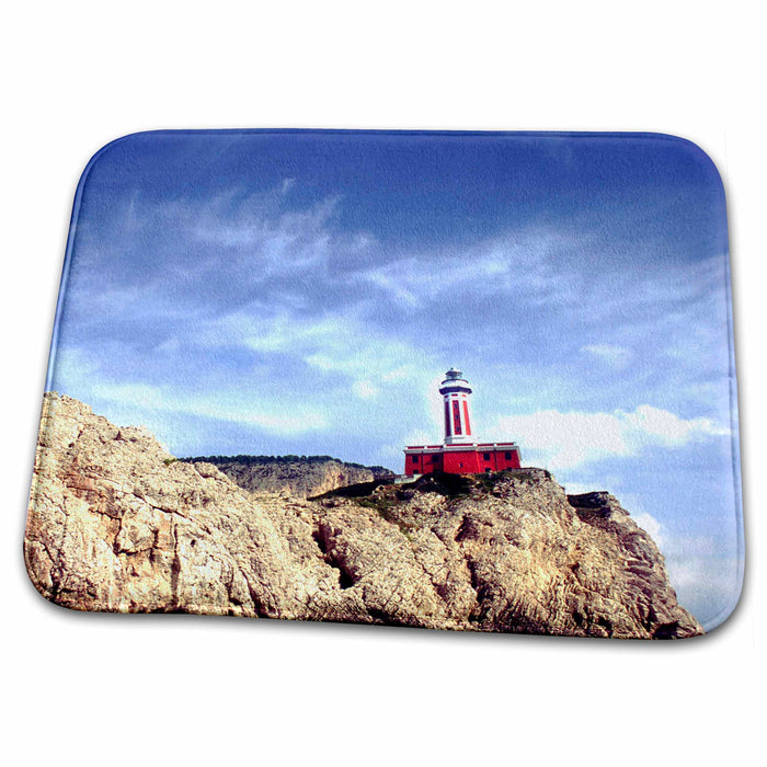 Dish Drying Mat - Punta Carena lighthouse, Bay of Naples, Capri - EU16 RDU0029 - Richard Duval Lighthouses