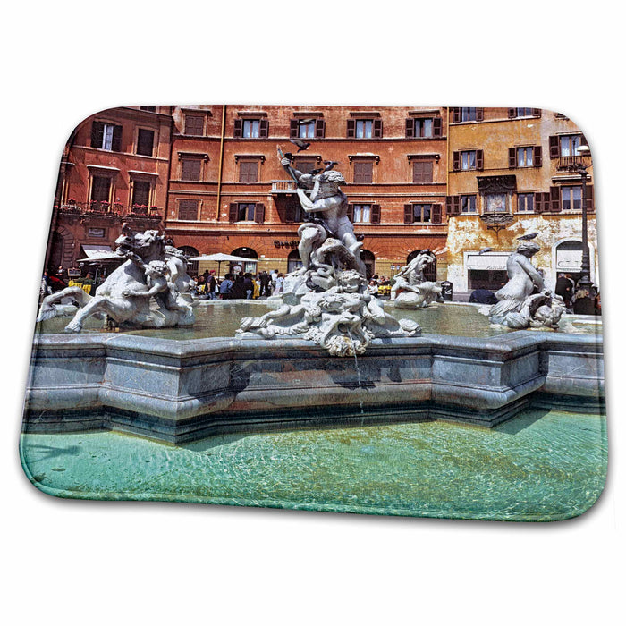 Dish Drying Mat - Italy, Rome. Fountain of Four Rivers, by Bernini - EU16 RER0055 - Ric Ergenbright Rome