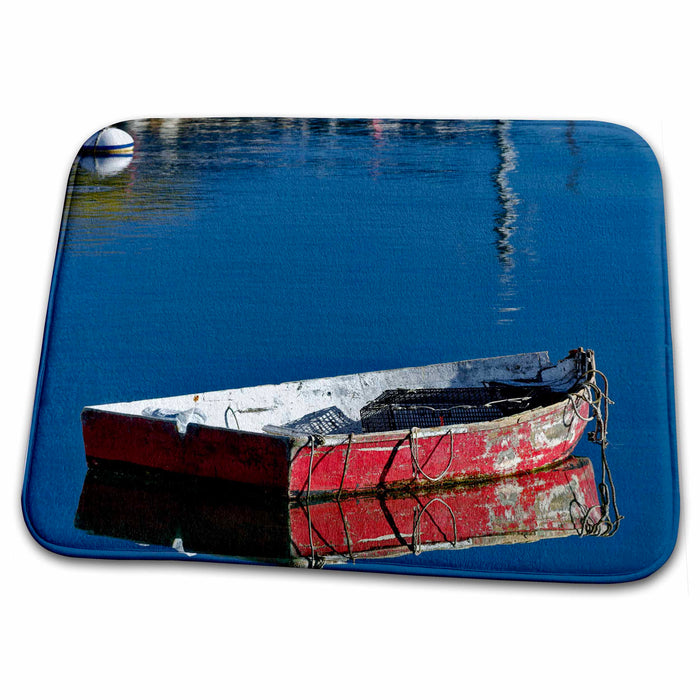 Dish Drying Mat - Boat in harbor, Cape Ann, Rockport, Massachusetts - US22 AJE0068 - Adam Jones Boats