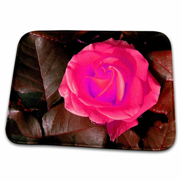 Dish Drying Mat - Lone Pink Rose Beauty Roses and Valentines Day Florals