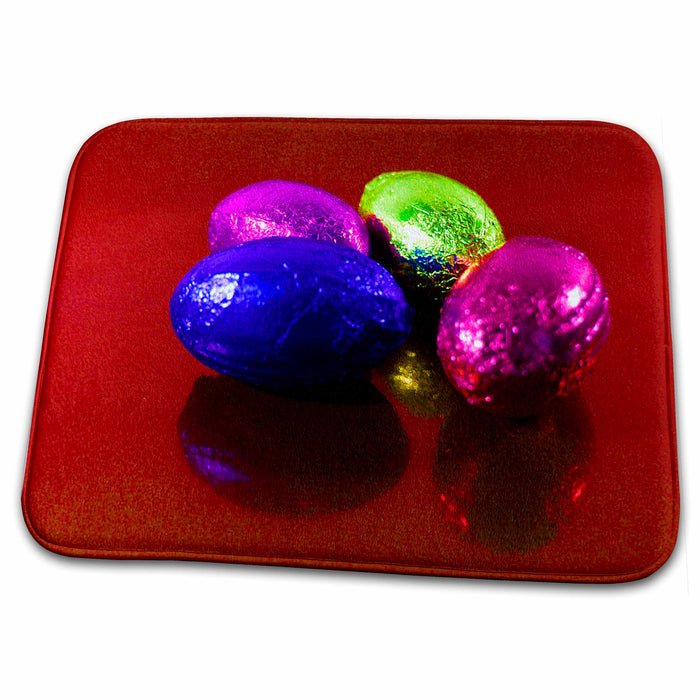 Dish Drying Mat - Four Colorful Chocolate Easter Eggs Easter Celebration