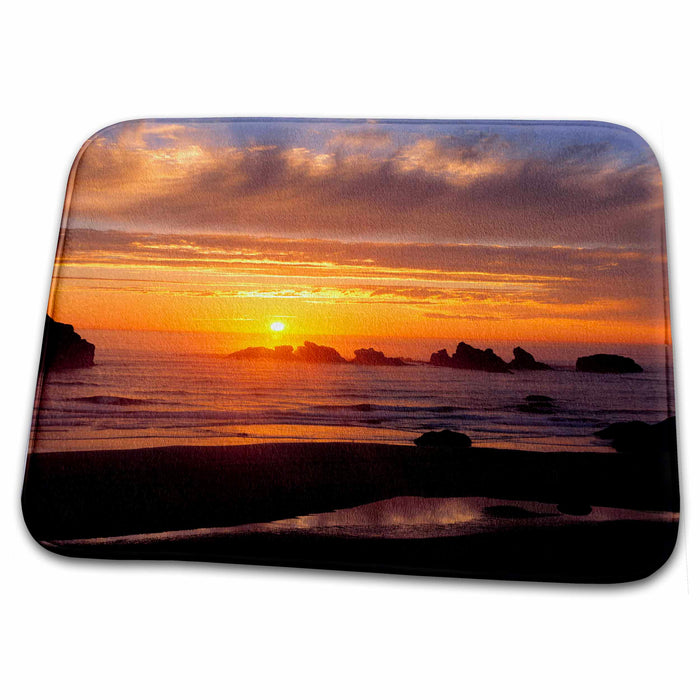 Dish Drying Mat - Oregon, Face Rock Wayside, Sunset on the beach - US38 RER0107 - Ric Ergenbright Beaches