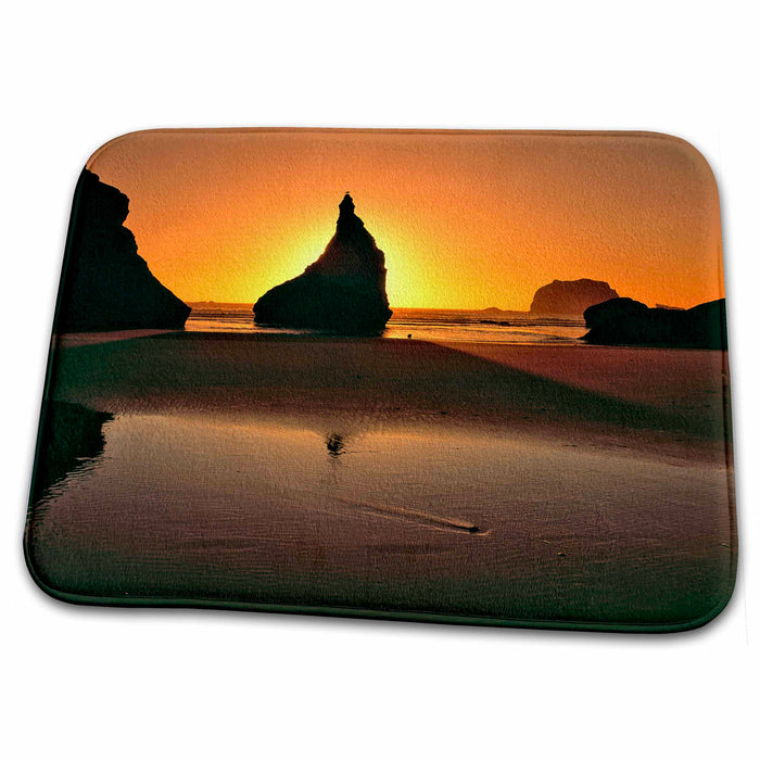 Dish Drying Mat - Oregon, Face Rock Wayside, Sunrise on the beach - US38 RER0108 - Ric Ergenbright Beaches