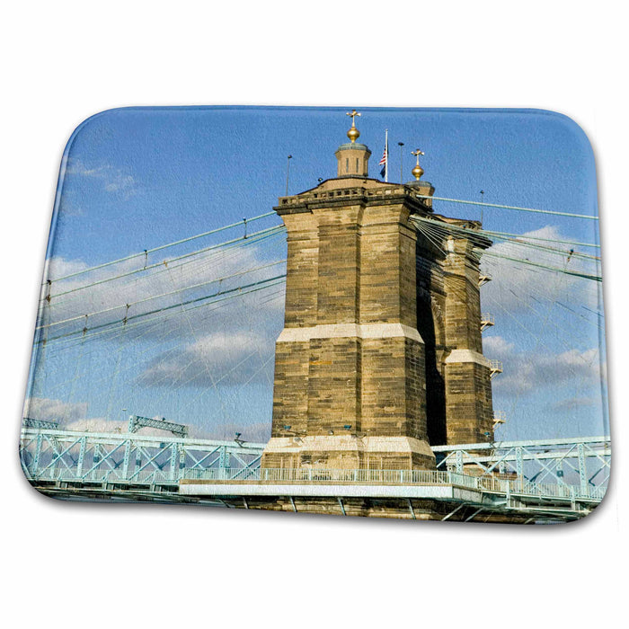 Dish Drying Mat - Ohio, Cincinnati Roebling Suspension Bridge - US38 WBI0016 - Walter Bibikow Bridges