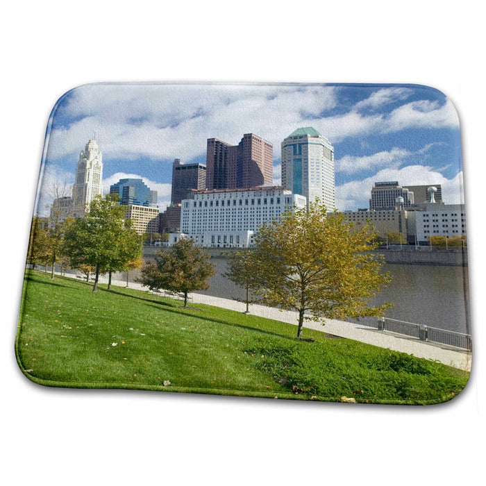 Dish Drying Mat - Ohio, Columbus City Skyline along Sciotto River - US38 WBI0149 - Walter Bibikow City Skylines