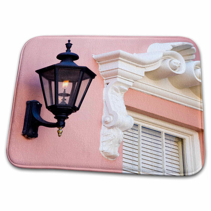 Dish Drying Mat - South Carolina, Charleston. Pink home with lantern - US41 JEG0130 - Julie Eggers Homes