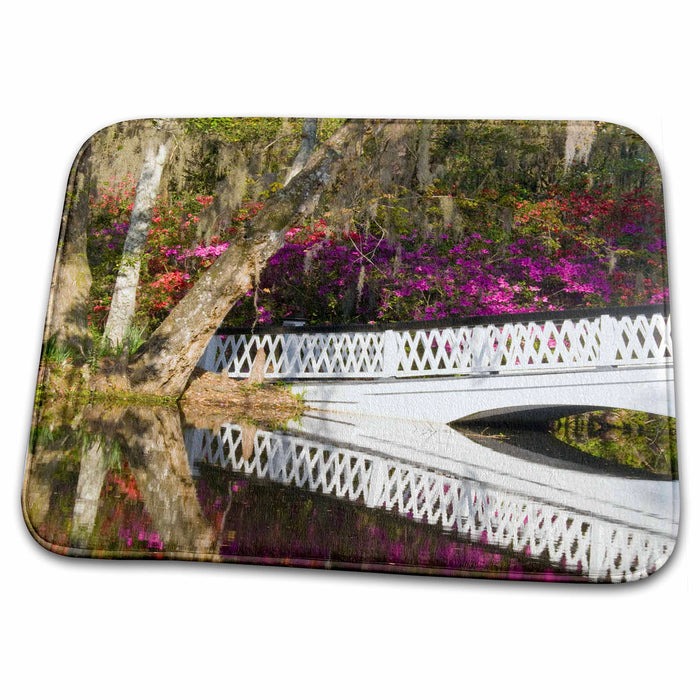 Dish Drying Mat - South Carolina, Magnolia Plantation bridge, garden - US41 JEG0144 - Julie Eggers Gardens