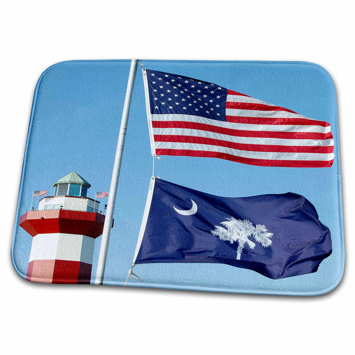 Dish Drying Mat - Harbor Town Lighthouse, Hilton Head, South Carolinla - US41 LSE0025 - Lynn Seldon Lighthouses