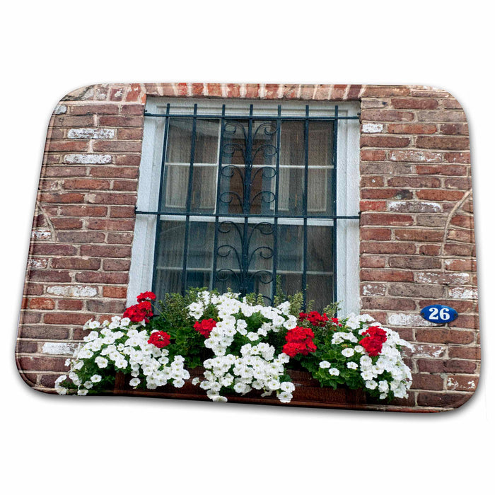 Dish Drying Mat - Window box of flowers, Charleston, South Carolina - US41 RKL0059 - Raymond Klass Flowers