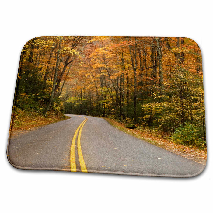 Dish Drying Mat - North Carolina, Great Smoky mountain, Autumn Road - US43 JWL0053 - Joanne Wells North Carolina