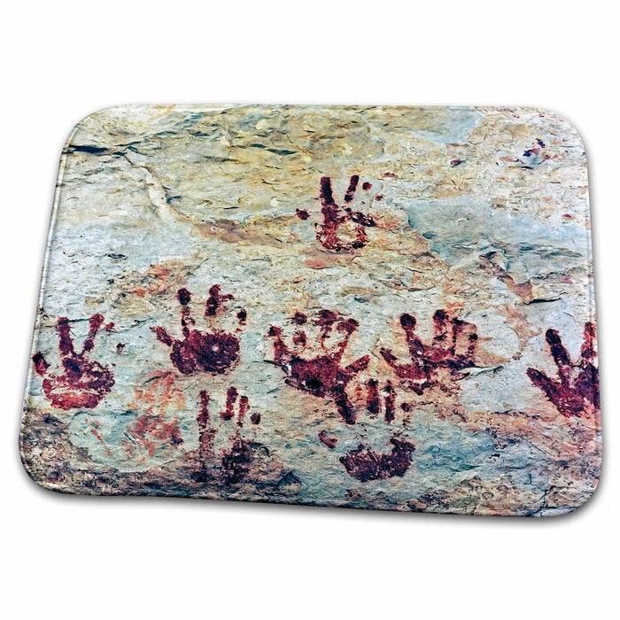 Dish Drying Mat - Texas, Big Bend Native American paintings on cliff - US44 LNO0063 - Luc Novovitch Native American