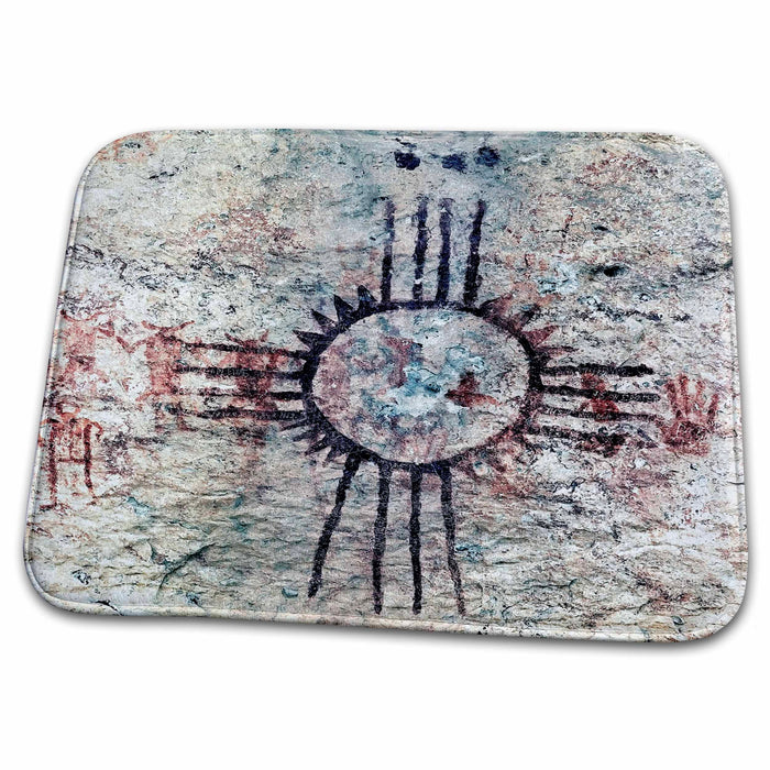 Dish Drying Mat - Texas, Big Bend Native American paintings on cliff - US44 LNO0066 - Luc Novovitch Native American