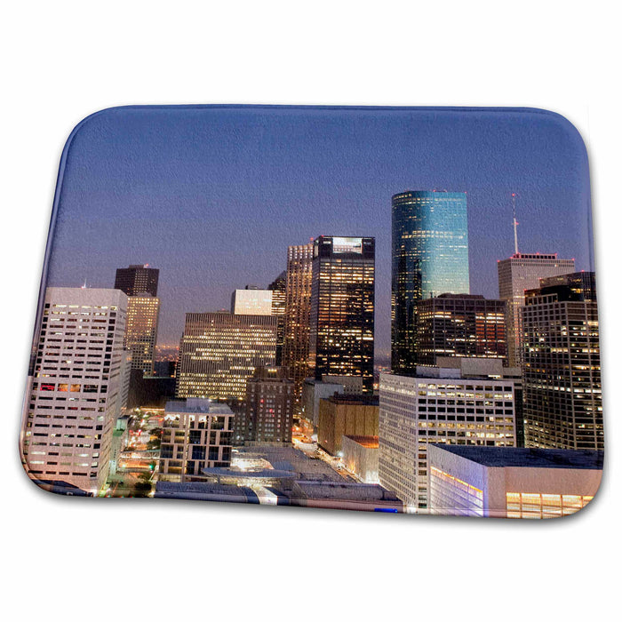 Dish Drying Mat - Texas, Houston. Downtown skyline - US44 MDE0104 - Michael DeFreitas Texas