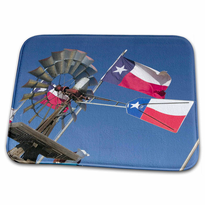 Dish Drying Mat - TEXAS, Panhandle, Amarillo Old Water Pump, Flags - US44 WBI0069 - Walter Bibikow Texas