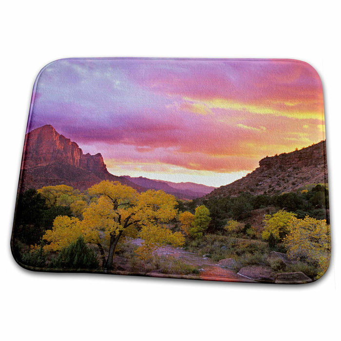 Dish Drying Mat - Utah, Zion NP, The Watchman, Virgin River - US45 BJA0034 - Jaynes Gallery Utah