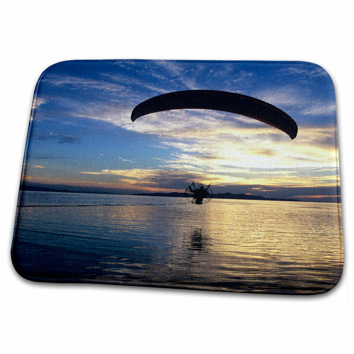 Dish Drying Mat - Paraglider over Great Salt Lake. Utah - US45 HGA0059 - Howie Garber Paragliding