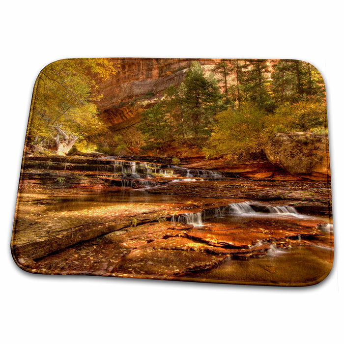 Dish Drying Mat - Archangel Waterfalls, North Creek, Zion NP, Utah - US45 HGA0094 - Howie Garber Waterfalls