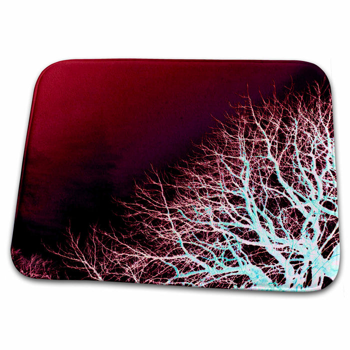 Dish Drying Mat - Icy Branches in Twilight Winter