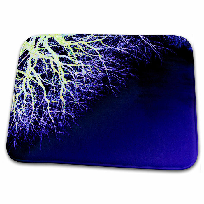 Dish Drying Mat - Icy Blue Branches Falling from the Sky Winter