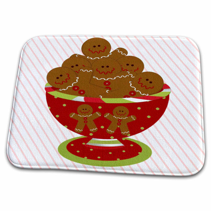 Dish Drying Mat - Bowl of Gingerbread Cookies Christmas